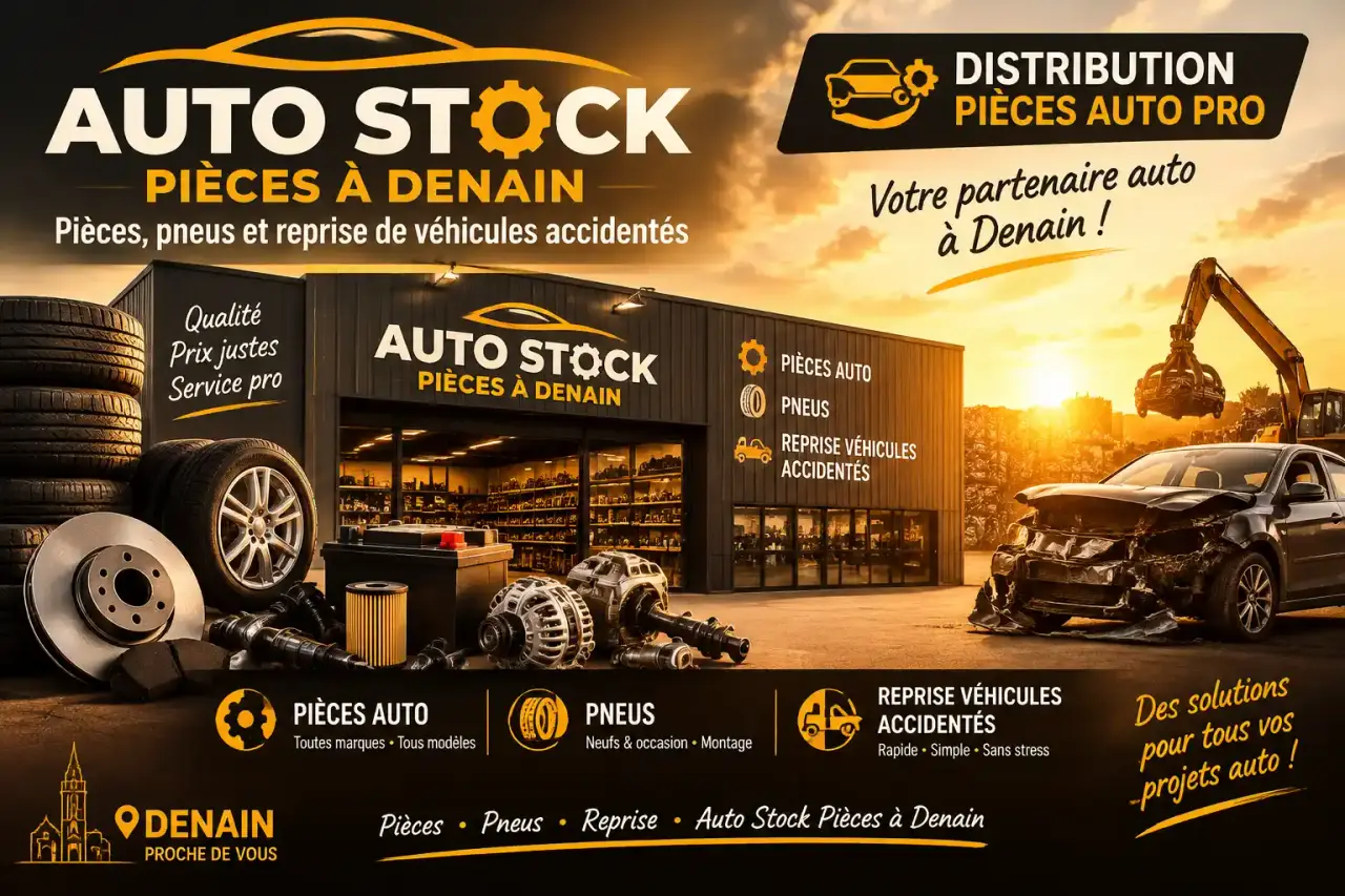 Auto Stock Pièces à Denain : pièces, pneus et reprise de véhicules accidentés