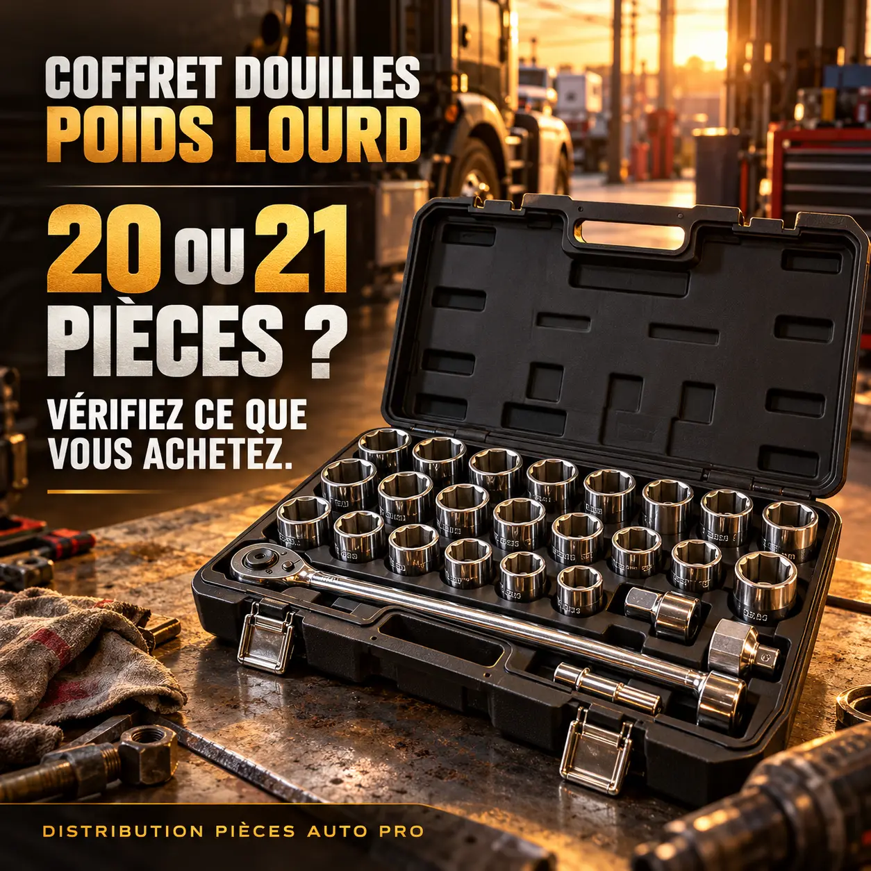 Coffret douilles poids lourd : 20 ou 21 pièces, vérifiez ce que vous achetez