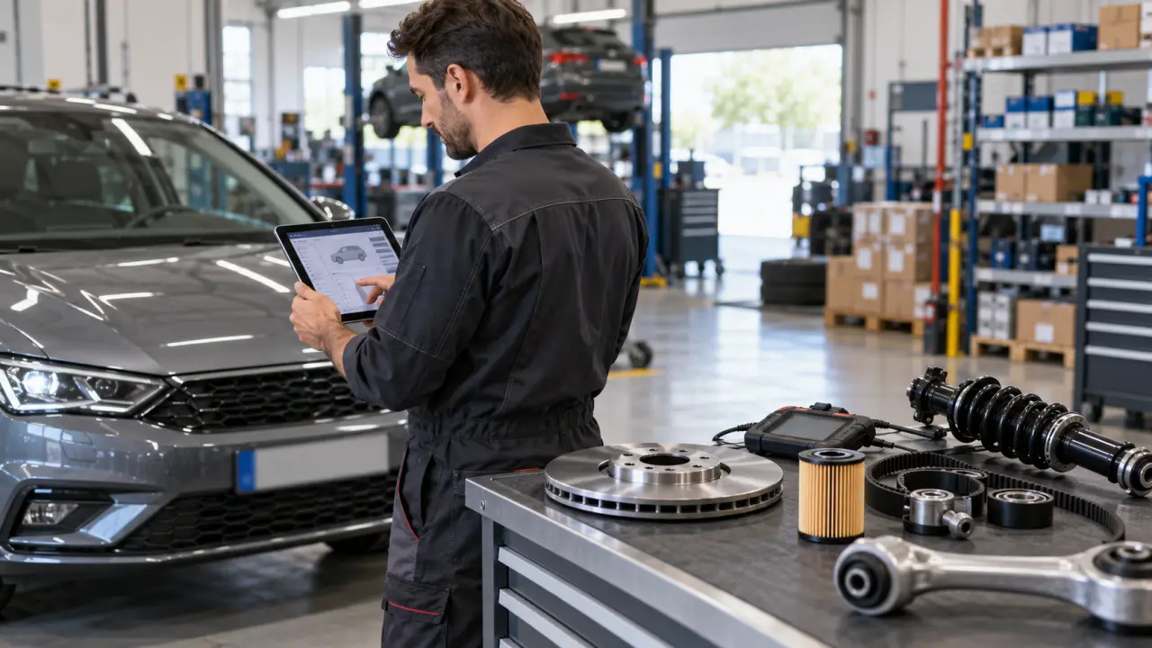 Recherche d'une pièce automobile par immatriculation dans un atelier professionnel